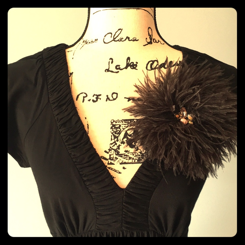 Anthropologie Bando Black Feather Brooch/Hair Clip